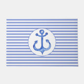 Nautical Navy Blue Anchor & Stripes door Mat (Voorkant)