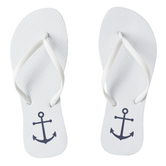 Nautical Navy Blue Anchor Teenslippers (Voetbed)