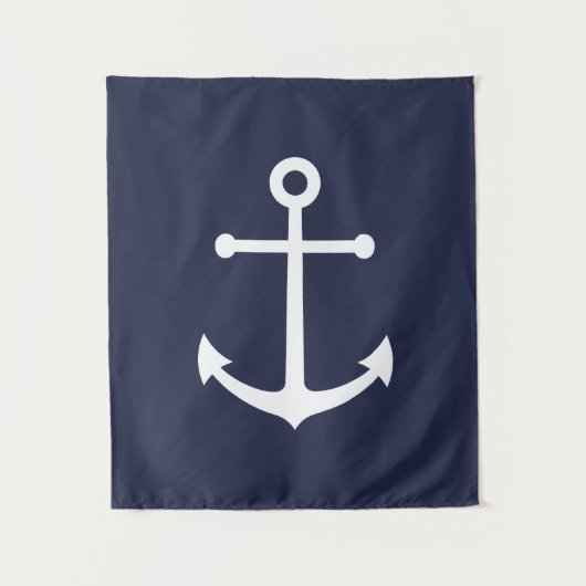 Nautical Navy Blue Anchor Wandkleed (Voorkant)