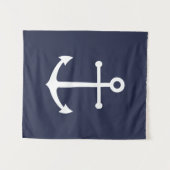 Nautical Navy Blue Anchor Wandkleed (Voorkant (horizontaal))