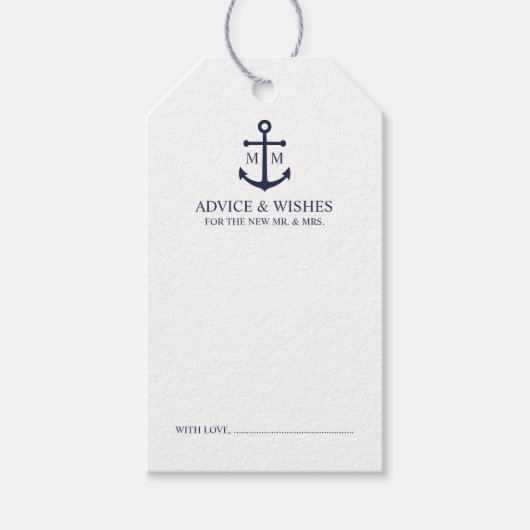 Nautical Navy Blue Anchor Wedding Advice Kaart Cadeaulabel (Voorkant)