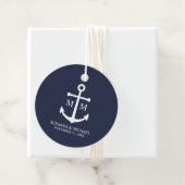 Nautical Navy Blue Anchor Wedding Bedankjes Labels (In situ)
