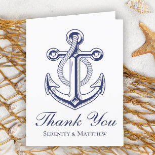Nautical Navy Blue Anchor Wedding Bedankt