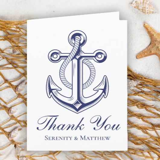 Nautical Navy Blue Anchor Wedding Bedankt
