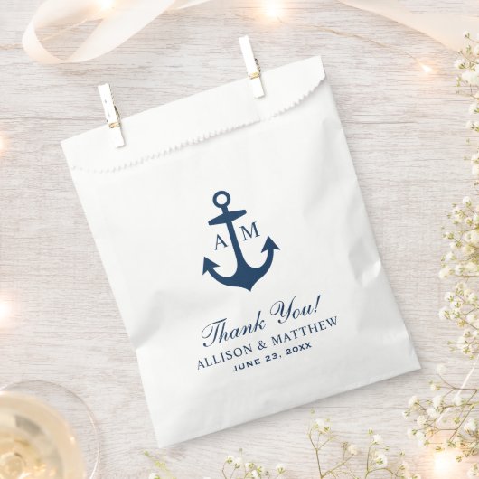 Nautical Navy Blue Anchor Wedding Bedankt Bedankzakje (Geknipt)