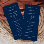 Nautical Navy Blue Anchor Wedding Ceremony Programma