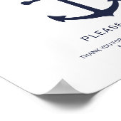 Nautical Navy Blue Anchor Wedding Favors Sign Poster (Hoek)