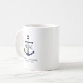 Nautical Navy Blue Anchor Wedding Koffiemok (Voorkant links)