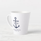 Nautical Navy Blue Anchor Wedding Latte Mok (Linkerhoek)