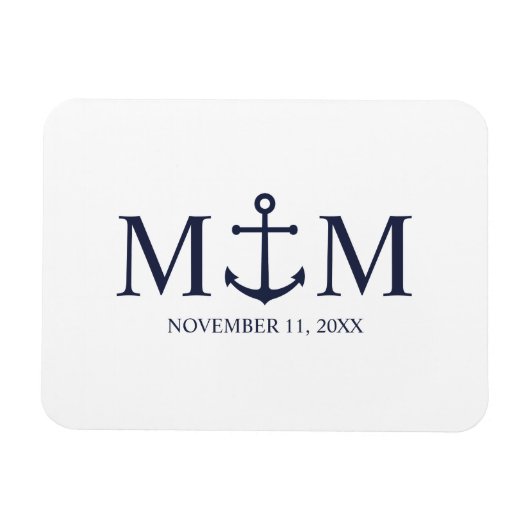 Nautical Navy Blue Anchor Wedding Magneet (Horizontaal)