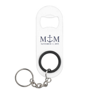 Nautical Navy Blue Anchor Wedding Mini Flessenopener