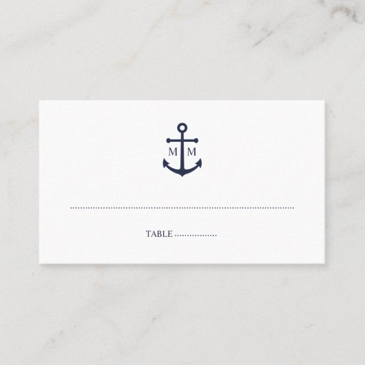 Nautical Navy Blue Anchor Wedding Plaatskaartje (Voorkant)
