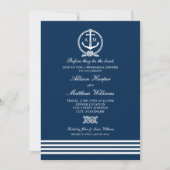 Nautical Navy Blue Anchor Wedding Rehearsal Dinner Kaart (Voorkant)