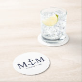 Nautical Navy Blue Anchor Wedding Ronde Kartonnen Onderzetter (Insitu)