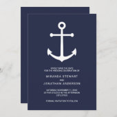 Nautical Navy Blue Anchor Wedding Save the Date (Voorkant / Achterkant)