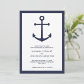 Nautical Navy Blue Anchor Wedding Save the Date (Staand voorkant)