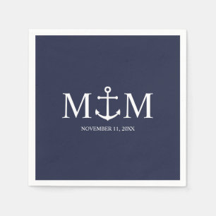 Nautical Navy Blue Anchor Wedding Servet