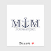Nautical Navy Blue Anchor Wedding Sticker (Vel)