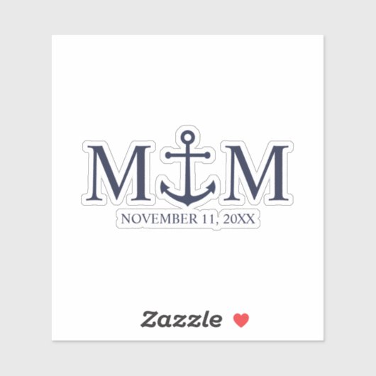 Nautical Navy Blue Anchor Wedding Sticker (Vel)