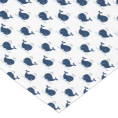 Nautical Navy Blue and Grey Whales Pattern Korte Tafelloper (Hoek)