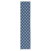 Nautical Navy Blue and Grey Whales Pattern Korte Tafelloper (Voorkant)