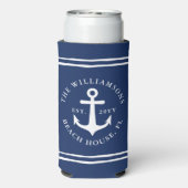 Nautical Navy Blue and White Anchor Beach House (Seltzer Achterkant)