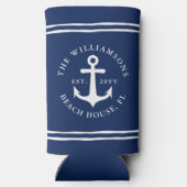Nautical Navy Blue and White Anchor Beach House (Achterkant)