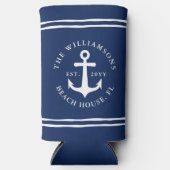 Nautical Navy Blue and White Anchor Beach House (Voorkant)