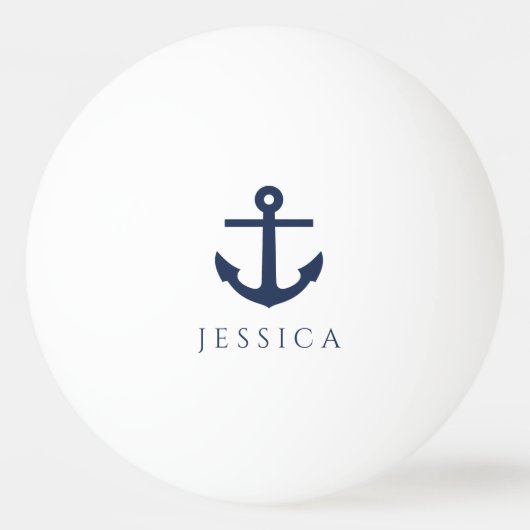 Nautical Navy Blue Anker Aangepaste naam Pingpongballen (Voorkant)
