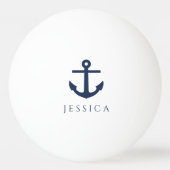 Nautical Navy Blue Anker Aangepaste naam Pingpongballen (Achterkant)
