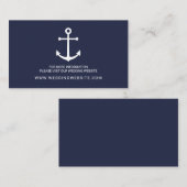 Nautical Navy Blue Anker Bruiloft Website Kaart (Voorkant / Achterkant)
