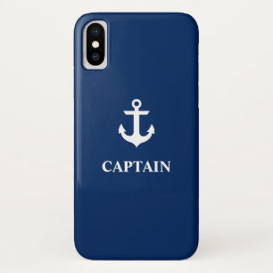 Nautical Navy Blue Anker Captain iPhone X Hoesje