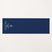 Nautical Navy Blue Aqua Anchor Monogram Yogamat (Voorkant (horizontaal))