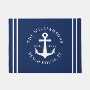 Nautical Navy Blue Beach House Deurmat