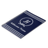 Nautical Navy Blue Beach kustmonogrammen Notitieboek (Linkerzijde)