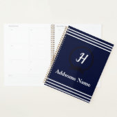 Nautical Navy Blue Beach kustmonogrammen Planner (Display)