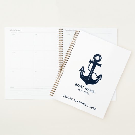 Nautical Navy Blue Boat Name Anchor (Devant avec enveloppe)