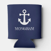 Nautical Navy Blue Boat Name Anchor Blikjeskoeler (Achterkant)