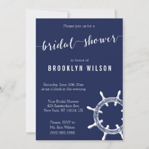 Nautical Navy Blue Bridal Shower Invitations Kaart