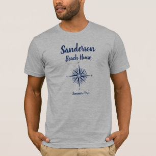 Nautical Navy Blue Compass Coastal strand house T-shirt