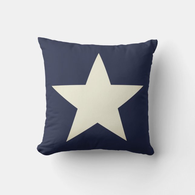 Nautical Navy Blue & Cream Star Kussen (Voorkant)