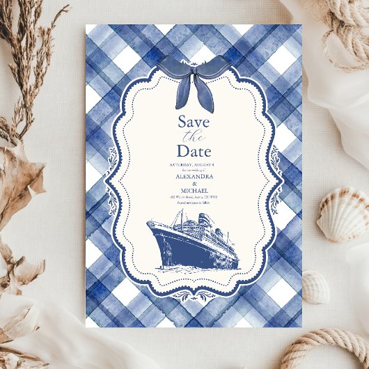 Nautical Navy Blue Cruise Wedding Save The Date