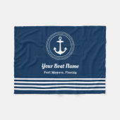 Nautical Navy Blue Custom Boat Name Anchor Fleece Deken (Voorkant (Horizontaal))