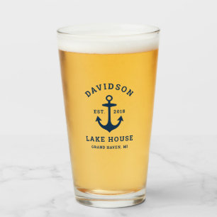 Nautical Navy Blue Custom Family Lake House Glas