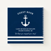 Nautical Navy Blue Custom Vacation Home Guestbook Notitieboek (Achterkant)