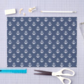 Nautical Navy Blue en White Anchor Pattern Tissuepapier (Craft)