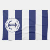 Nautical Navy Blue en White Striped Theedoek (Horizontaal)