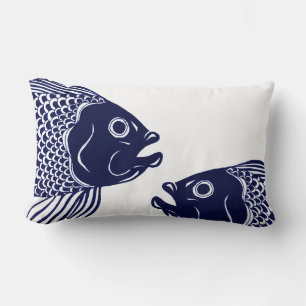 Nautical Navy Blue Fish Head Kussen