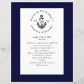 Nautical Navy Blue Floral Ancre Programme de maria (Devant)