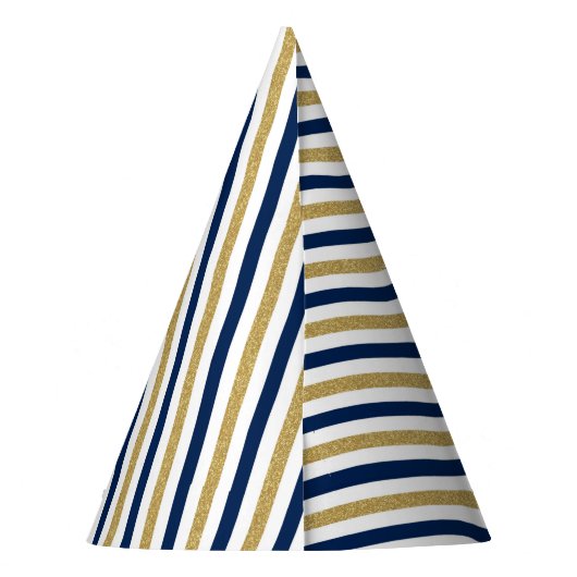 Nautical Navy Blue Gold Anchor Feesthoedjes (Achterkant)